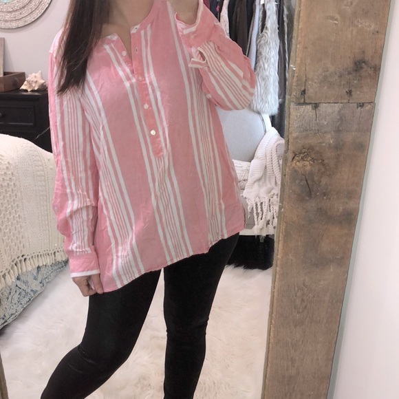 D&Co. large pink linen & flax top - Picture 2 of 8